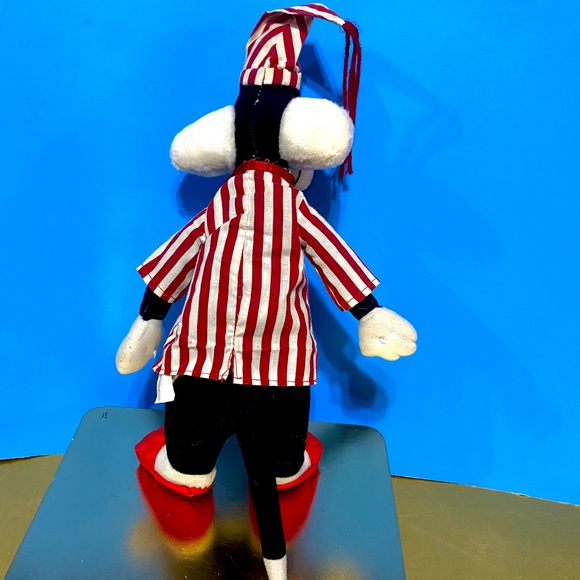 WARNER BROS. LOONEY TUNES VTG 1997 SYLVESTER THE CAT WEARING RED & WHITE PJ’S - Picture 11 of 12